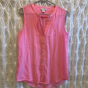 Tommy Bahama Pink Sleeveless Button-Up Top